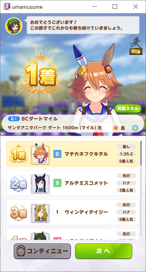 マチカネフクキタル BCダートマイルで伏兵 結果