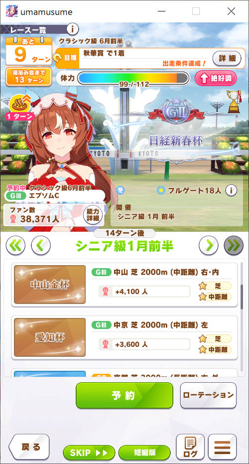 シニア級 1月前半