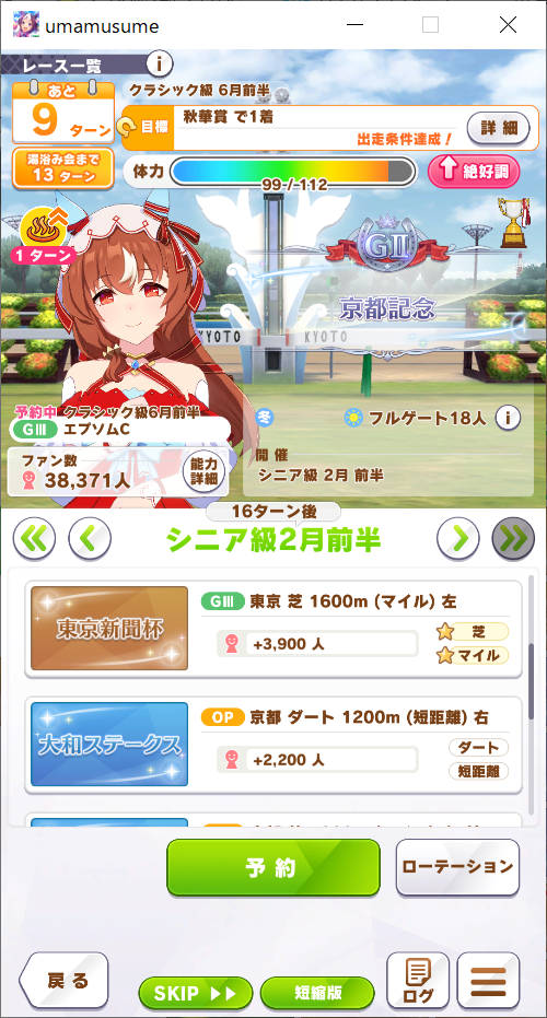 シニア級 2月前半