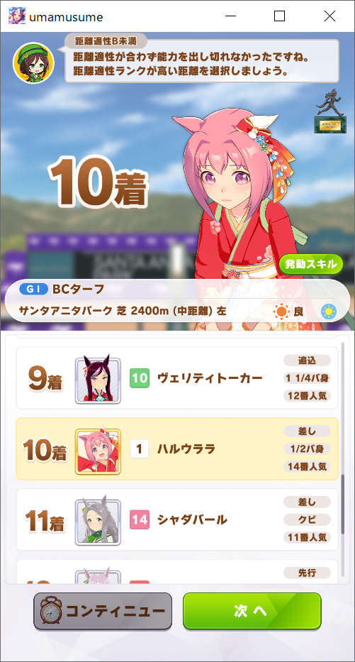 BCターフ 失敗 結果