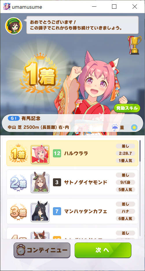 クラシック 有馬 結果